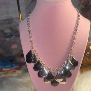 GUC! Silver tone Teardrop Necklace. The teardrops appear to be charcoal & silver